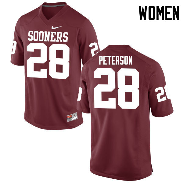 Women Oklahoma Sooners #28 Adrian Peterson College Football Jerseys Game-Crimson - Click Image to Close